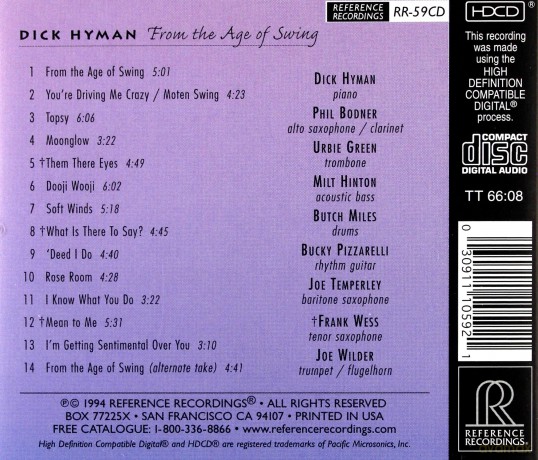 Dick Hyman: From The Age Of Swing [CD]