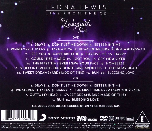 Leona Lewis: The Labyrinth Tour - Live At The O2 [CD]+[DVD]