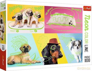 TREFL 1000 el. Neon Color Line - Odlotowe psy [PUZZLE]