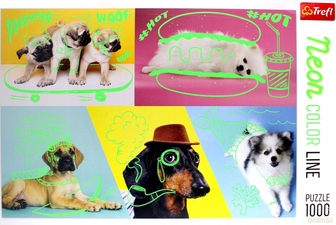 TREFL 1000 el. Neon Color Line - Odlotowe psy [PUZZLE]