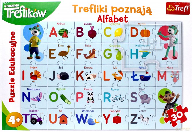 TREFL 30 el. - Edukacyjne, Trefliki poznają alfabet [PUZZLE]