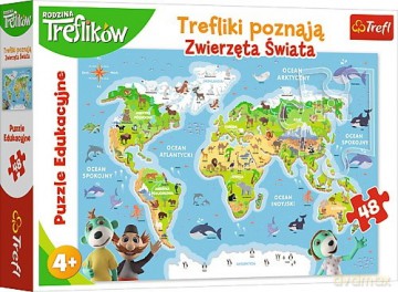 TREFL 48 el. - Edukacyjne, Trefliki poznają zwierzęta świata [PUZZLE]