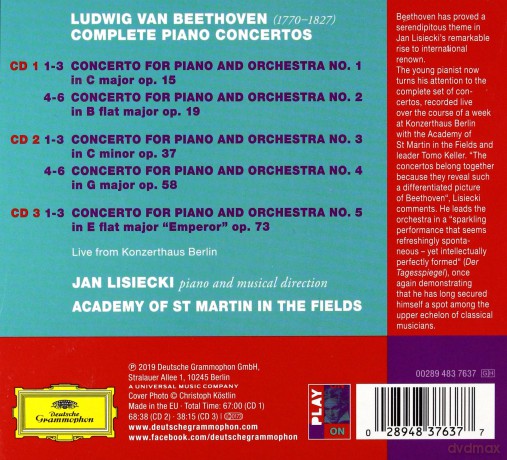 Jan Lisiecki: Beethoven Complete Piano Concertos [3CD]
