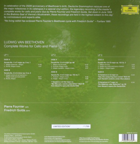 Pierre Fournier: Beethoven Complete Works For Cello And Piano [3xWinyl]