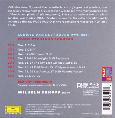 Wilhelm Kempff: Beethoven Piano Sonatas [8CD]+[Blu-Ray]