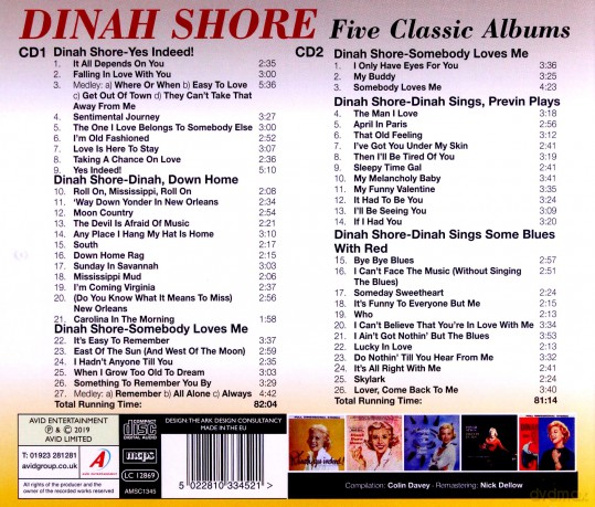 Dinah Shore: Five Classic Albums [CD]