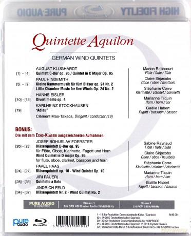 Quintette Aquilon: German Wind Quintets [Blu-Ray]