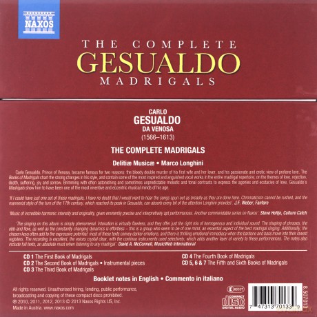 Delitiae Musicaelonghini: Gesualdocomplete Madrigals [7CD]