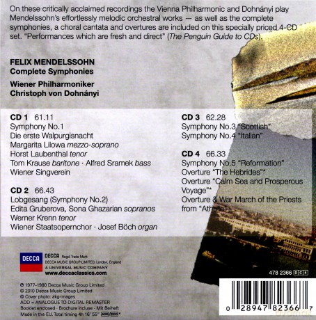 Dohnanyi: Mendelssohn: Complete Symphonies (Collectors Edition) [4CD]
