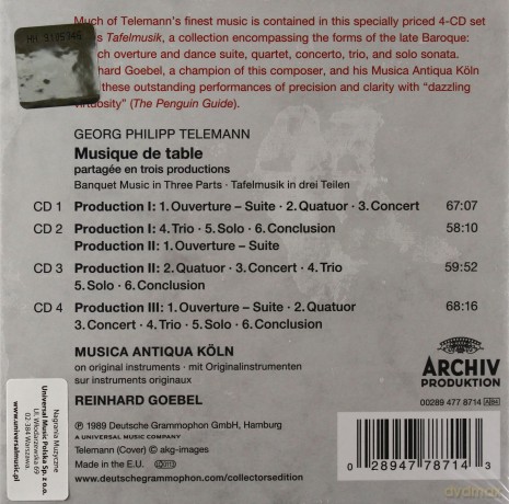 Goebel, Musica Antiq. Koln: Telemann: Tafelmusik (Collectors Edition) [4CD]