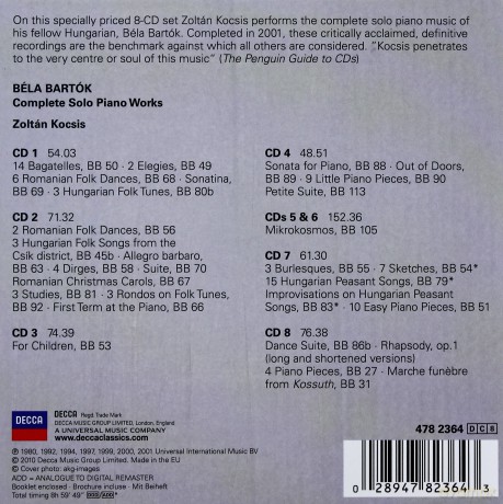 Zoltan Kocsis: Bartok: Complete Solo Piano Music (Collectors Edition) [8CD]