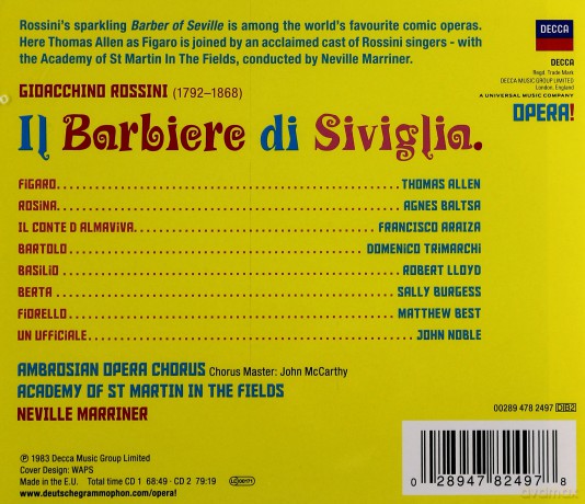 Marriner, Akademy Of St Martin: Rossini: Il Barbiere Di Siviglia (Opera!) [CD]
