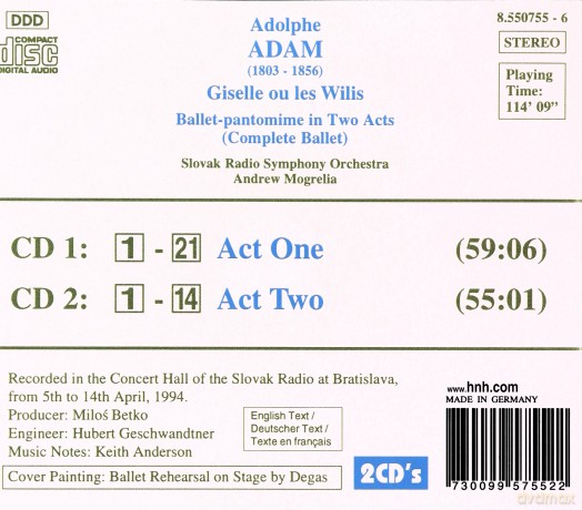 Adolphe Adam: Giselle Complete Ballet Mogrelia Slovak Rso [2CD]