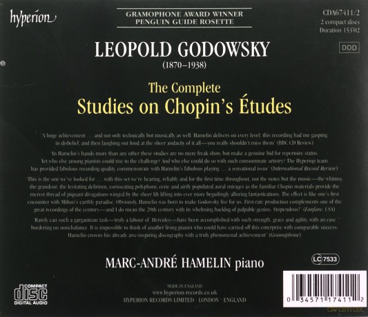 Marcandre Hamelin: Godowskythe Complete Studies On Chopin [CD]