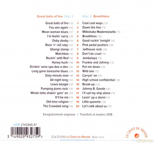 Jerry Lee Lewis: Great Balls Of Fire & Breathless [2CD]