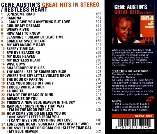 Gene Austin: Great Hits In Stereo/Restless [CD]