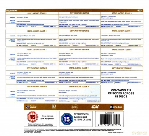 Grey's Anatomy Season 1-14 (Chirurdzy) [82DVD]