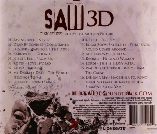 Saw 3D soundtrack (Music Inspired by the Motion Picture) [CD]