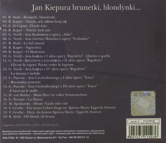 Jan Kiepura: Brunetki, Blondynki [CD]