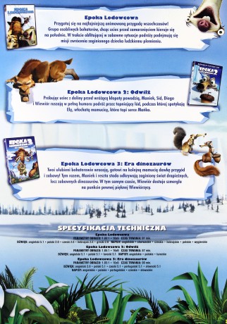 Epoka lodowcowa - Trylogia: Epoka lodowcowa / Epoka lodowcowa 2: Odwilż / Epoka lodowcowa 3: Era dinozaurów (Świąteczna Edycja) [BOX] [3DVD]