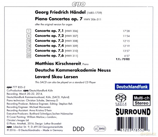 Kirschnereitlarsen: Handelsix Piano Concertos [CD]