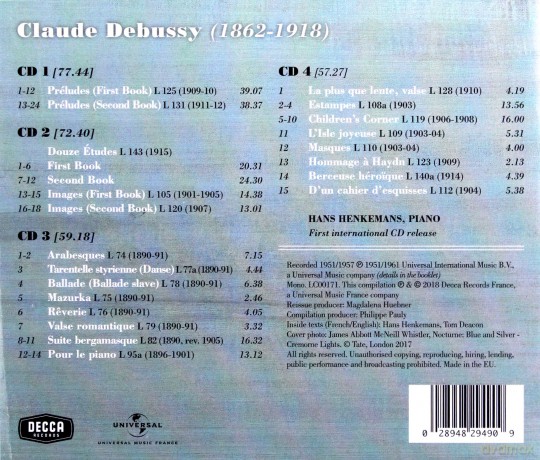 Hans Henkemans: Hans Henkemans Plays Debussy - The Philips Recordings 1951-1957 [4CD]