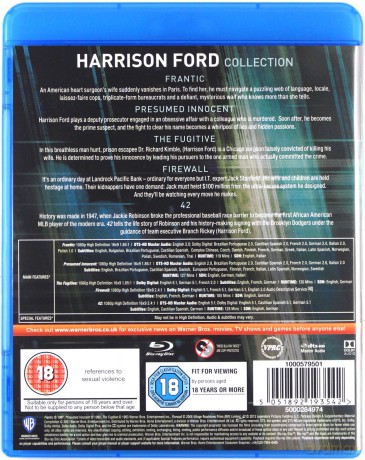 Harrison Ford - 5 Film Collection (Frantic / Presumed Innocent / The Fugitive / Firewall / 42) [5xBlu-Ray]