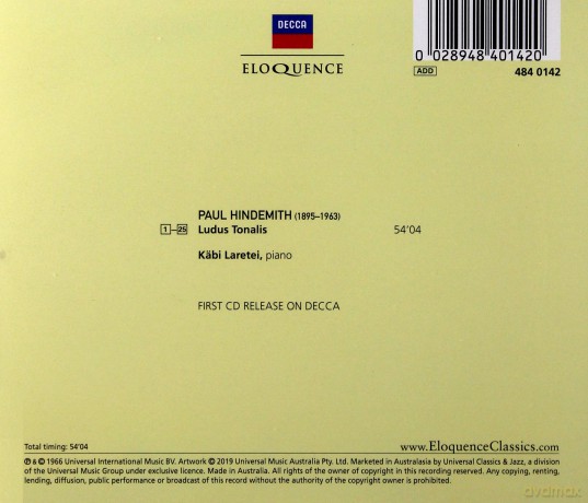 Kabi Laretei: Hindemith: Ludus Tonalis [CD]