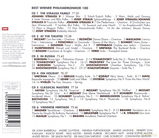 Wienner Philharmoniker: 100 Best Wienner Philharmoniker [6CD]