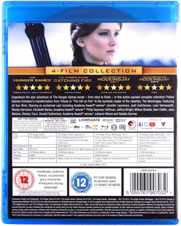 Hunger Games Complete 4 Film Collection (Igrzyska śmierci / Igrzyska śmierci: W pierścieniu ognia / Igrzyska śmierci. Kosogłos. Część 1 / Igrzyska śmierci: Kosogłos. Część 2) [4xBlu-Ray]