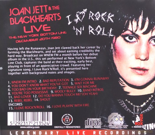 Joan Jett &The Blackhearts: I Love Rock N Roll Live. The New York Bottom Line. December 20th 1980 [CD]