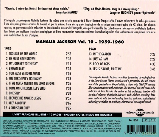 Mahalia Jackson: Integrale Vol. 10: 1959-1960 [CD]