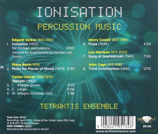 Tetraktis Ensemble: Ionisation. Percussion Music [CD]
