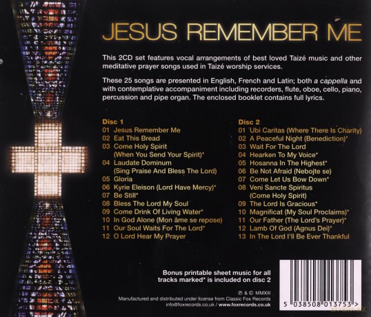 London Fox Taize Choir: Jesus Remember Me - Taize Songs [2CD]