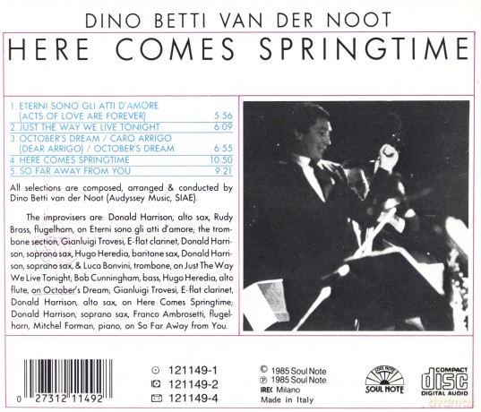 Dino Betti Van Der Noot: Here Comes Springtime [CD]