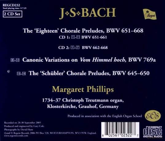 Margaret Phillips: J.S. Bach 18 Chorale Preludes [2CD]