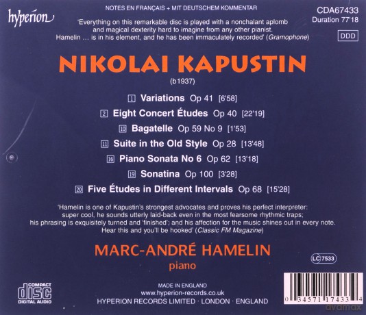 Marcandre Hamelin: Kapustinpiano Music [CD]