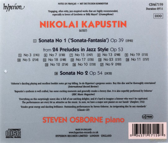 Steven Osborne: Kapustinpiano Music [CD]