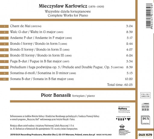 Piotr Banasik: Karlowicz: Complete Works For Piano [CD]