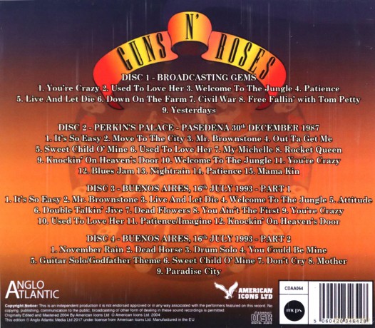 Guns N Roses: Knockin From Heavens Door - The Classic Broadcasts [4CD]