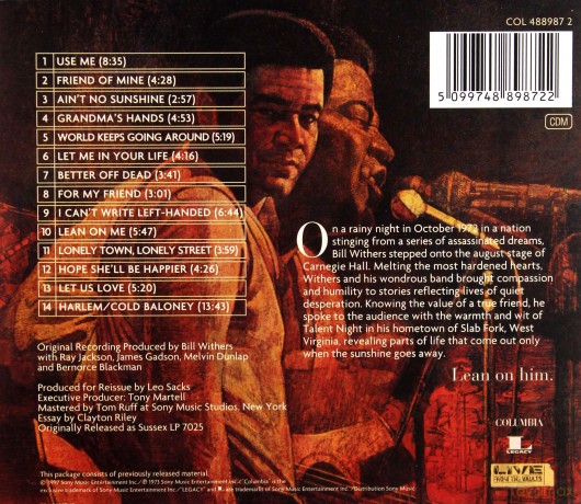 Bill Withers: Live At Carnegie Hall [CD]