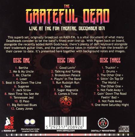 Grateful Dead: Live At The Fox Theatre December 1971 [3CD]