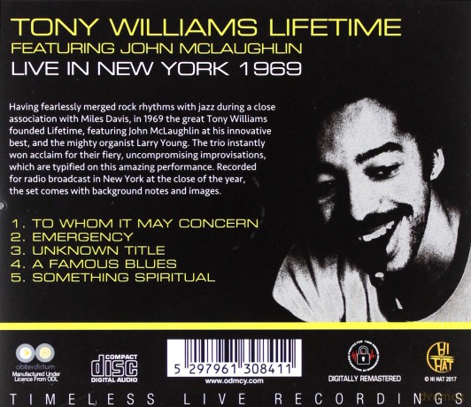 Tony Williams Lifetime Featuring John Mclaughlin: Live In New York 1969 [CD]