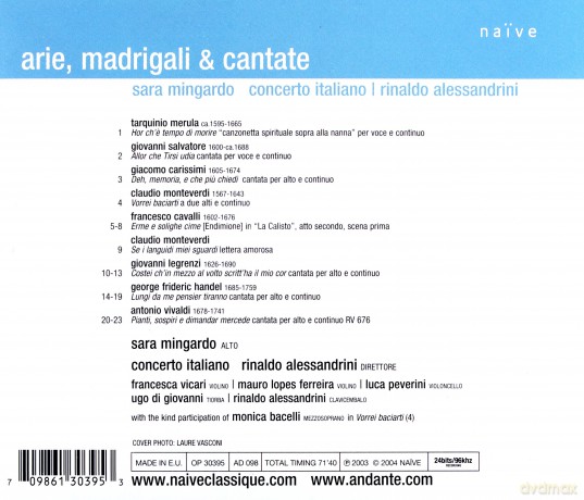 Mingardo, Alessandrini, Concerto Italian: Montverdi, Vivaldi [CD]