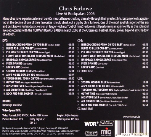 Chris Farlowe: Live At Rockpalast 2006 [3CD]