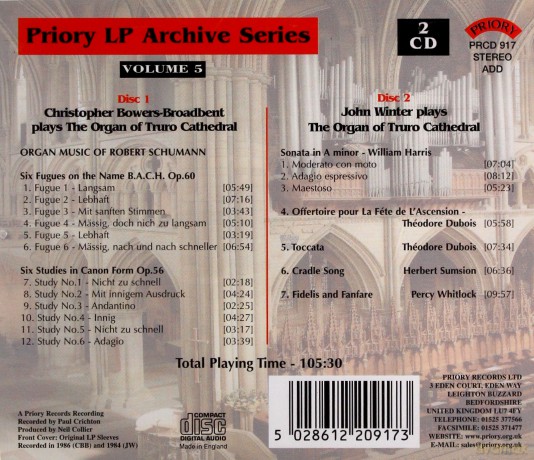 Christopher Bowers Broadbent: Lp Archive Series - 5 Organ Music From Truro Cathedral [CD]