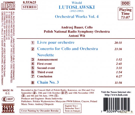 Bauerpolish Nrsowit: Lutoslawskicello Concerto [CD]
