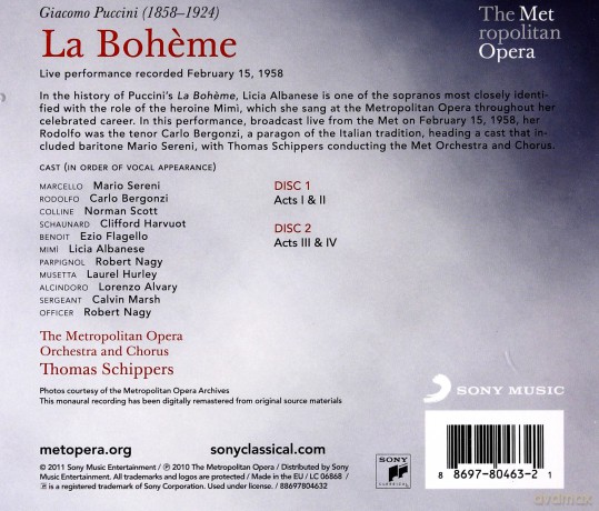 Licia Albanese, Carlo Bergonzi: Puccini: La Bohcme [2CD]