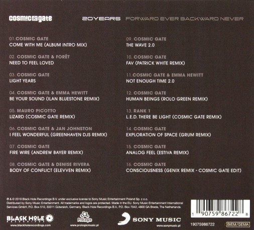 Cosmic Gate: 20 Years: Forward Ever Backward Never [CD]
