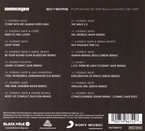 Cosmic Gate: 20 Years: Forward Ever Backward Never [CD]